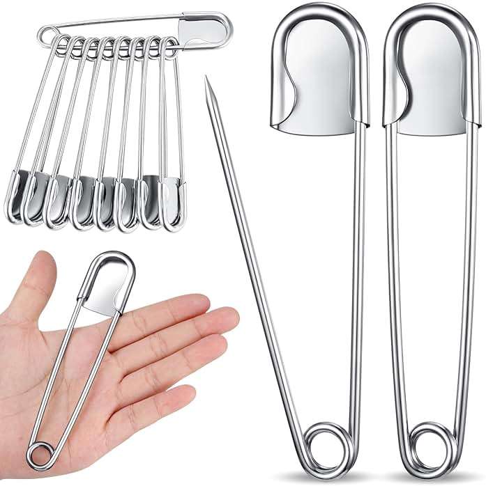 Juexica 10 Pcs 5 Inch Large Safety Pins, Giant Heavy Duty Stainless Steel Extra Large Safety Pins, Oversized for Fashion, Laundry, Sewing, Quilting, Blankets, Diaper, Crafts, Decor (Silver) - Image 1