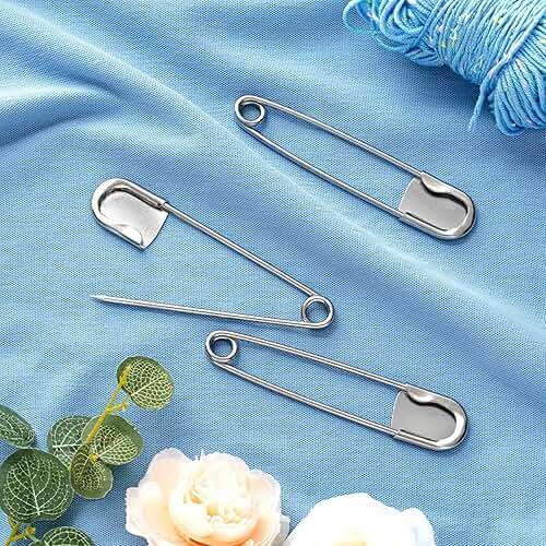 Juexica 10 Pcs 5 Inch Large Safety Pins, Giant Heavy Duty Stainless Steel Extra Large Safety Pins, Oversized for Fashion, Laundry, Sewing, Quilting, Blankets, Diaper, Crafts, Decor (Silver) - Image 2