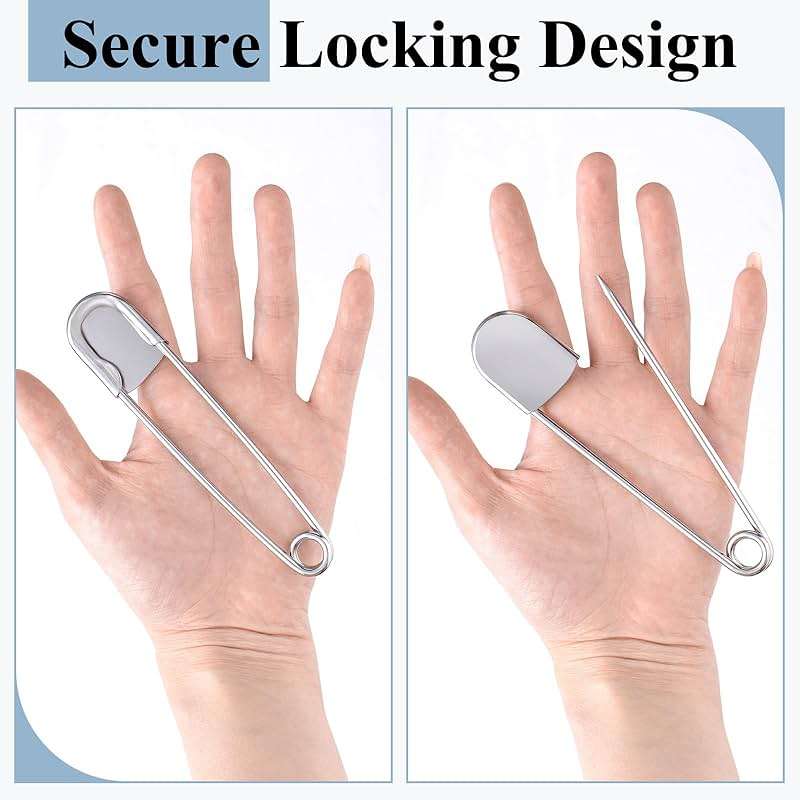 Juexica 10 Pcs 5 Inch Large Safety Pins, Giant Heavy Duty Stainless Steel Extra Large Safety Pins, Oversized for Fashion, Laundry, Sewing, Quilting, Blankets, Diaper, Crafts, Decor (Silver) - Image 5