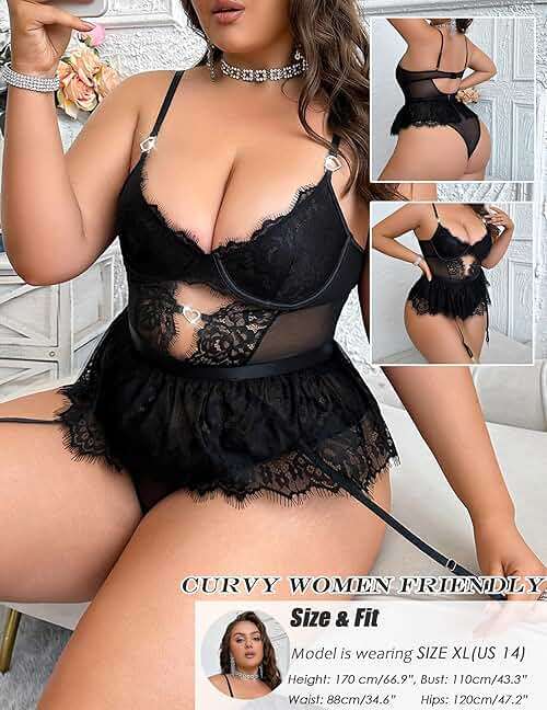 Alrovetoney Women Lingerie Set Naughty Lace Bodysuit High Waisted Underwire Lingerie Babydoll With Garter Belt and Stockings - Image 8
