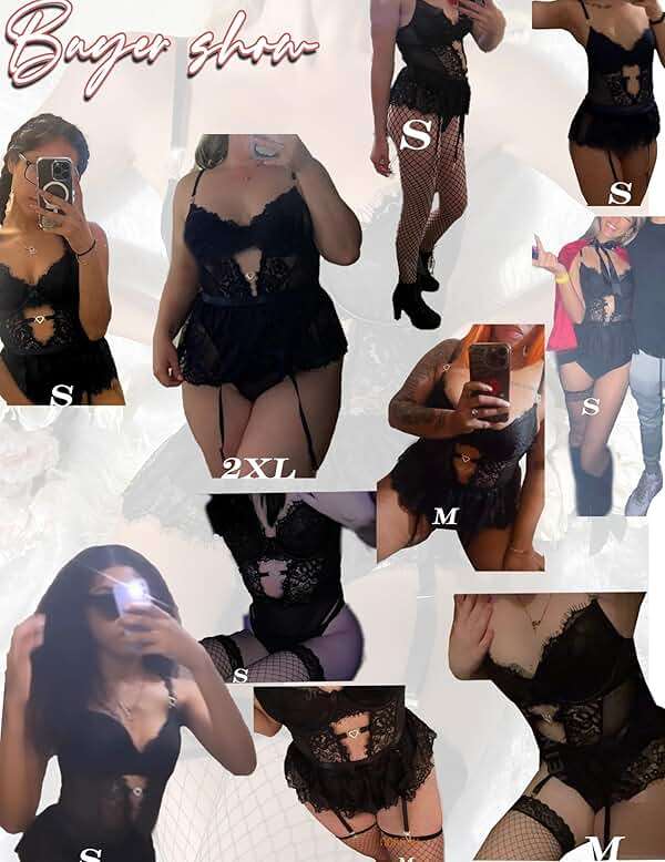 Alrovetoney Women Lingerie Set Naughty Lace Bodysuit High Waisted Underwire Lingerie Babydoll With Garter Belt and Stockings - Image 9