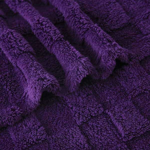 Linecooo Deep Purple Fleece Throw Blanket 50”×60” for Couch Sofa Bed,Super Soft Cozy Plush Microfiber Flannel Blanket with 3D Checkered Design Lightweight for Adults,Woman,Girls - Image 6