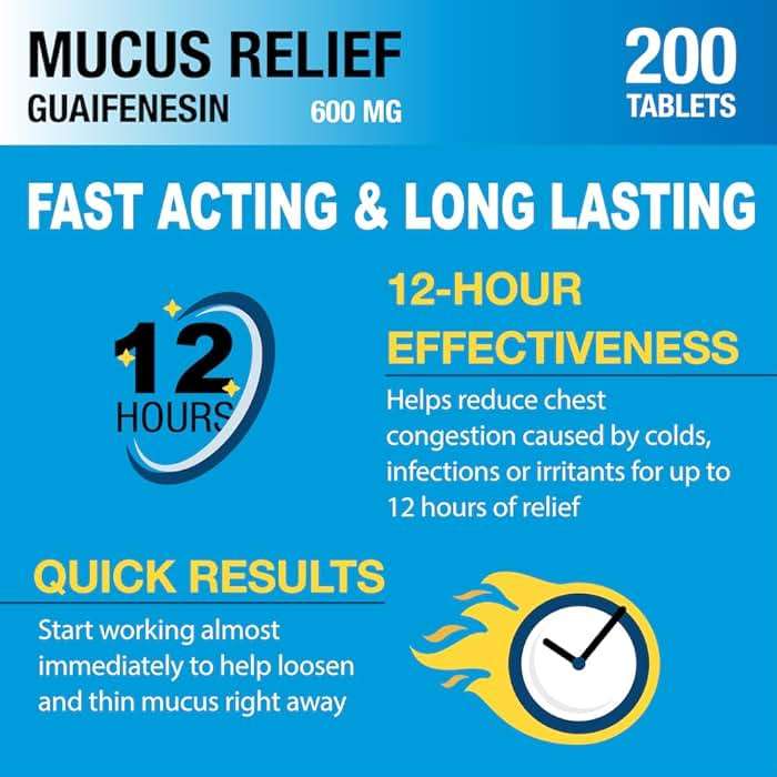 Puregen Labs Mucus Relief 12 Hour Extended Release Guaifenesin 600mg High Potency | Value Size 200 Count | Chest Congestion Expectorant 600 mg Tablets - Image 5