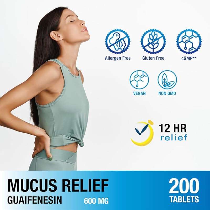 Puregen Labs Mucus Relief 12 Hour Extended Release Guaifenesin 600mg High Potency | Value Size 200 Count | Chest Congestion Expectorant 600 mg Tablets - Image 6