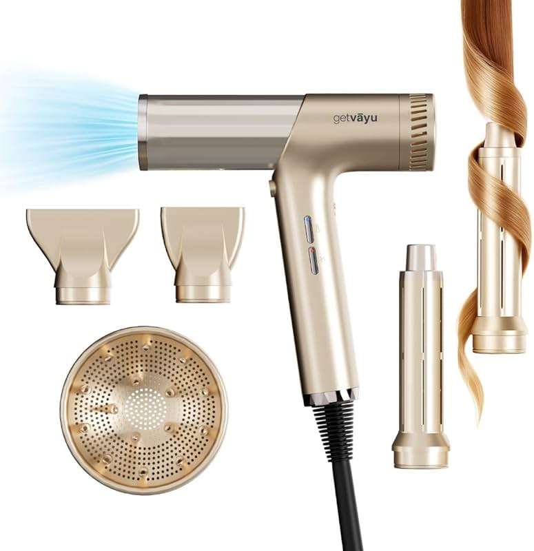 getvayu Hypersonic Hair Dryer | 110,000 RPM High-Speed Ionic Blow Dryer with 500 Million Negative Ions | No Heat Damage, Low Noise, 5 Attachments for All Hair Types - Image 1