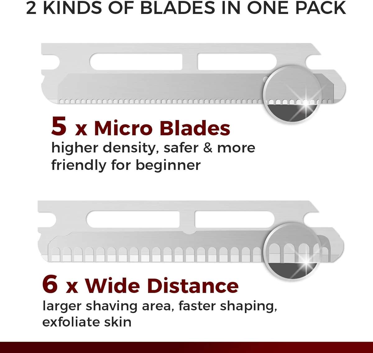 ZOMCHI Eyebrow Razor and Face Razor for Women and Men, Reusable Metal Handle with 11 Refill Blades, Dermaplane Razor with Protective Silicone Cap, Eyebrow Hair Trimmer - Polished Silver - Image 3