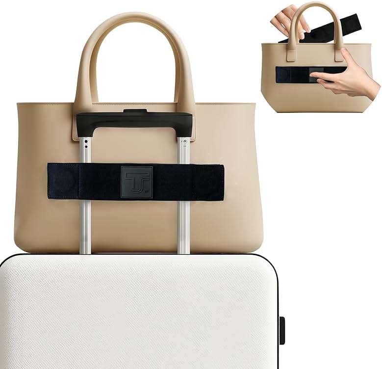 Trolley Strap Carryon Luggage Strap Over Suitcase Handle for Attaching Carryon Bag Travel Accessories TSA Approved Carry-On Add a Bag Belt Sleeve for A Tote Backpack Purse (Black on Black) - Image 1