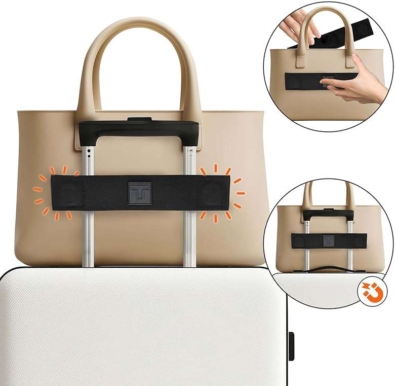 Trolley Strap Carryon Luggage Strap Over Suitcase Handle for Attaching Carryon Bag Travel Accessories TSA Approved Carry-On Add a Bag Belt Sleeve for A Tote Backpack Purse (Black on Black) - Image 2