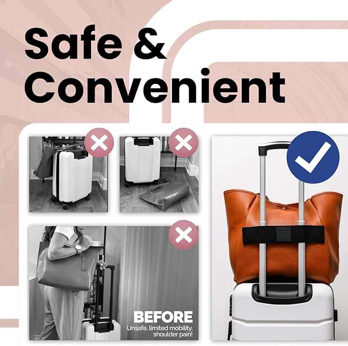 Trolley Strap Carryon Luggage Strap Over Suitcase Handle for Attaching Carryon Bag Travel Accessories TSA Approved Carry-On Add a Bag Belt Sleeve for A Tote Backpack Purse (Black on Black) - Image 3