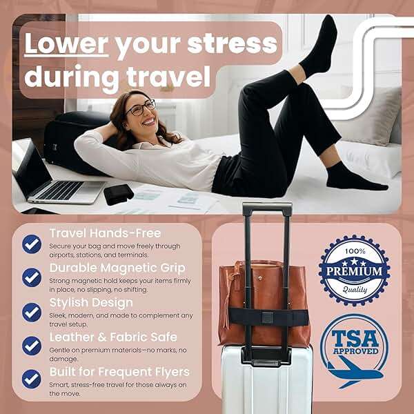 Trolley Strap Carryon Luggage Strap Over Suitcase Handle for Attaching Carryon Bag Travel Accessories TSA Approved Carry-On Add a Bag Belt Sleeve for A Tote Backpack Purse (Black on Black) - Image 8