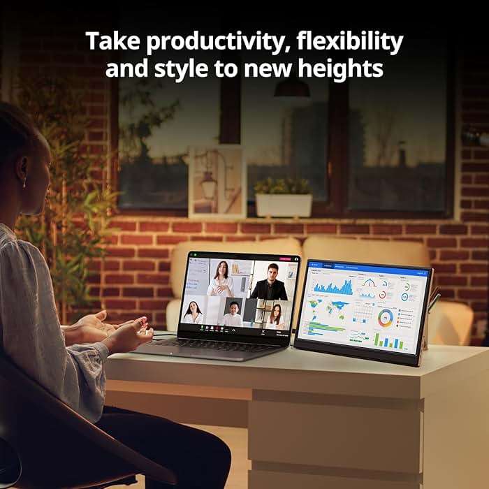 Anyuse Portable Monitor for Laptop 15.6 Inch 1080P USBC-C HDMI Ultra-Slim Travel Monitor with Kickstand, Second External Monitor for Laptop,PC,Mac Phone,PS,Xbox,Swich, black, PM-156P1 - Image 4