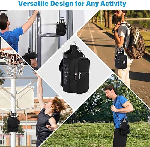 icolor Magnetic Gym Bag Water Bottle Carrier Holder with Phone Pockets & Shoulder Strap,Gym Magnetic Bag 5 Built-in Magnets Gym Accessories Organizer Sling Bottle Bag Pouch Sleeve - Image 6
