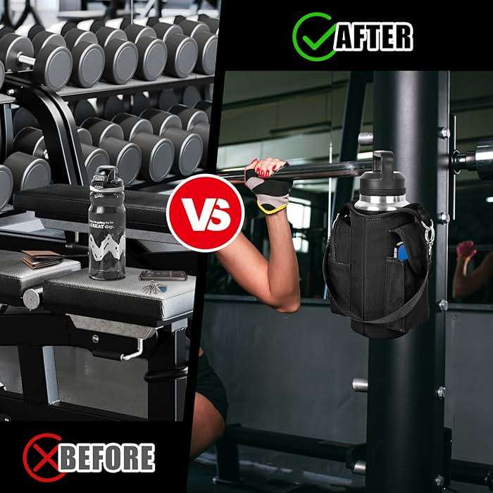 icolor Magnetic Gym Bag Water Bottle Carrier Holder with Phone Pockets & Shoulder Strap,Gym Magnetic Bag 5 Built-in Magnets Gym Accessories Organizer Sling Bottle Bag Pouch Sleeve - Image 7