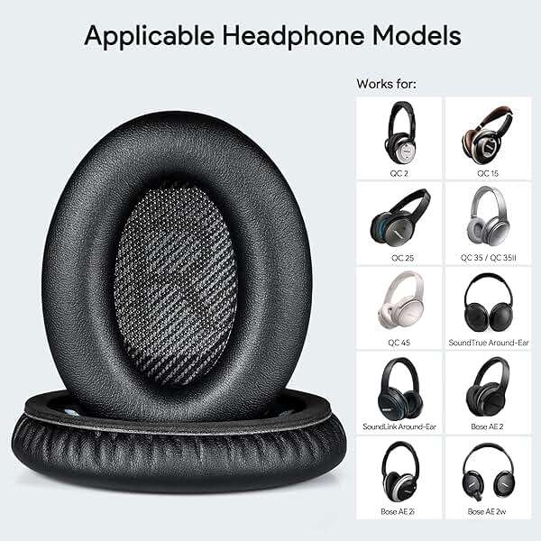 Replacement Ear Pads for Bose QuietComfort 45 Quiet Comfort 35 Headphones, Replacement Earpads Memory Foam Soft Soundtrue Earpads Cushions for Bose QC45 QC35 QC25 QC15 Ae2 Headphones - Image 2