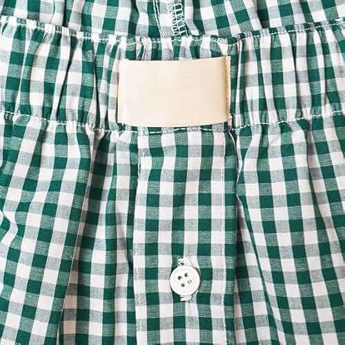 Women's Lounge Shorts Cute Soft Elastic Low Waist Plaid Print Button Front Pajama Bottoms Boxer Shorts Sleepwear - Image 4