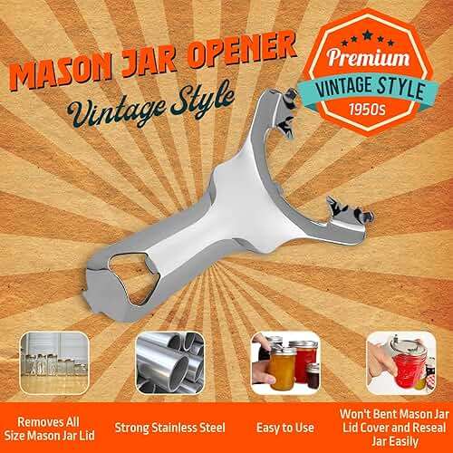 Mason Jar Opener, Vintage Canning Lid Opener, No dents or Damage Jar Lid Opener, Multi-purpose Easy Twist Jar Open Tool for Pickling and Jarring Fans - Image 3