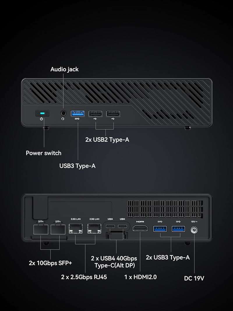 MINISFORUM MS-01-S1260 Mini PC Barebone with Intel Core i5-12600H,vPro Enterprise Support,2x10Gbps SFP+LAN/2x2.5G RJ45/2xUSB4/HDIM/16xPCIe 4.0/M.2 NVMe SSD/U.2 NVMe SSD,Mini Computer(No OS/RAM/SSD) - Image 8