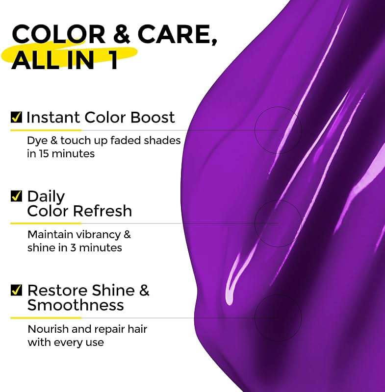 COLORLOMO Color Depositing Conditioner, Semi Permanent Hair Color for Bleached, Highlighted & Color-Treated Hair, Hydrating Formula with Shea Butter & Almond Oil, 6oz-Purple - Image 2
