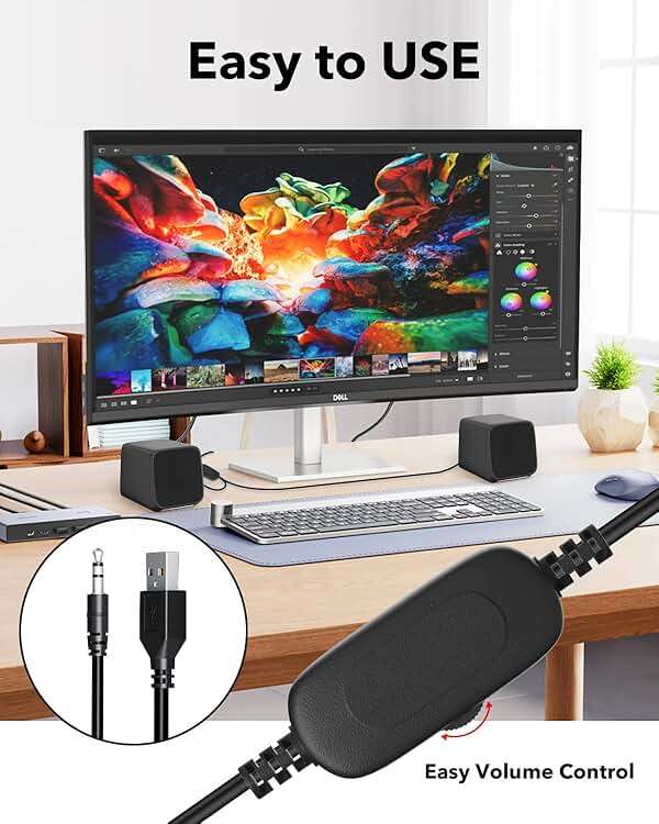 Uakinat Computer Speakers,Computer Speakers for Desktop PC,Desktop Speakers,Small Computer Speakers USB Powered 3.5mm Aux Speaker for PC,Laptop,Tablet,Phone - Image 2