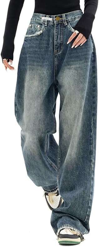EMMIOL Women Baggy Jeans Mid-Low Waist Boyfriend Streetwear Vintage Jeans Wide Leg Denim Pants - Image 2
