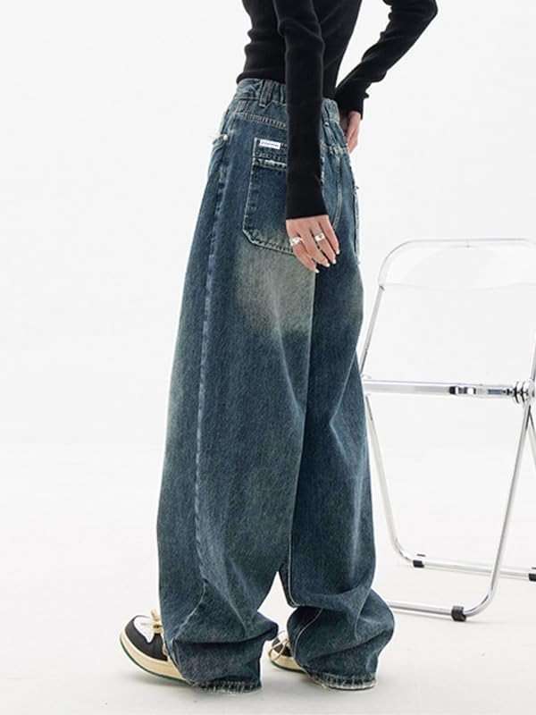 EMMIOL Women Baggy Jeans Mid-Low Waist Boyfriend Streetwear Vintage Jeans Wide Leg Denim Pants - Image 3