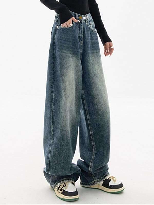 EMMIOL Women Baggy Jeans Mid-Low Waist Boyfriend Streetwear Vintage Jeans Wide Leg Denim Pants - Image 4