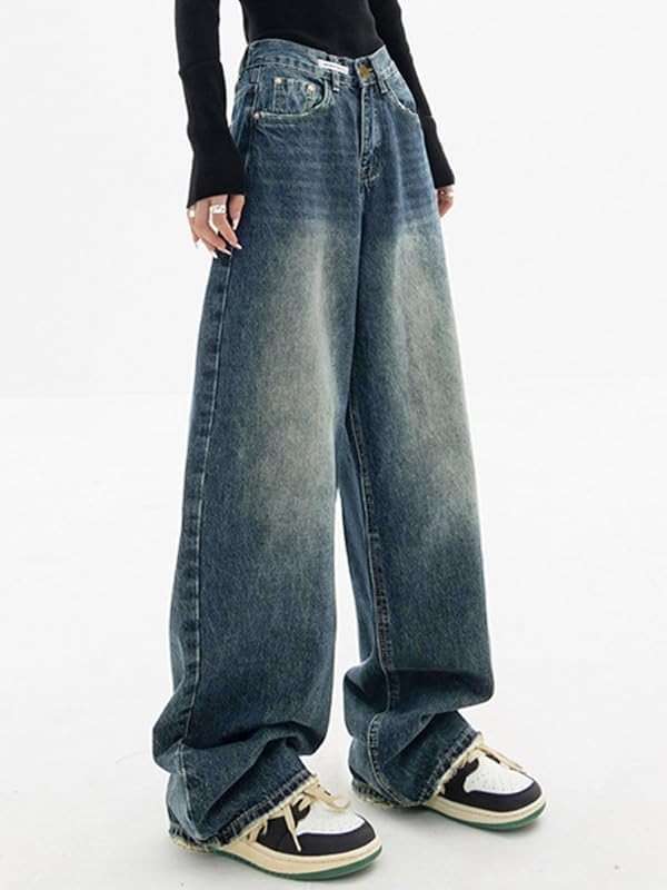EMMIOL Women Baggy Jeans Mid-Low Waist Boyfriend Streetwear Vintage Jeans Wide Leg Denim Pants - Image 5