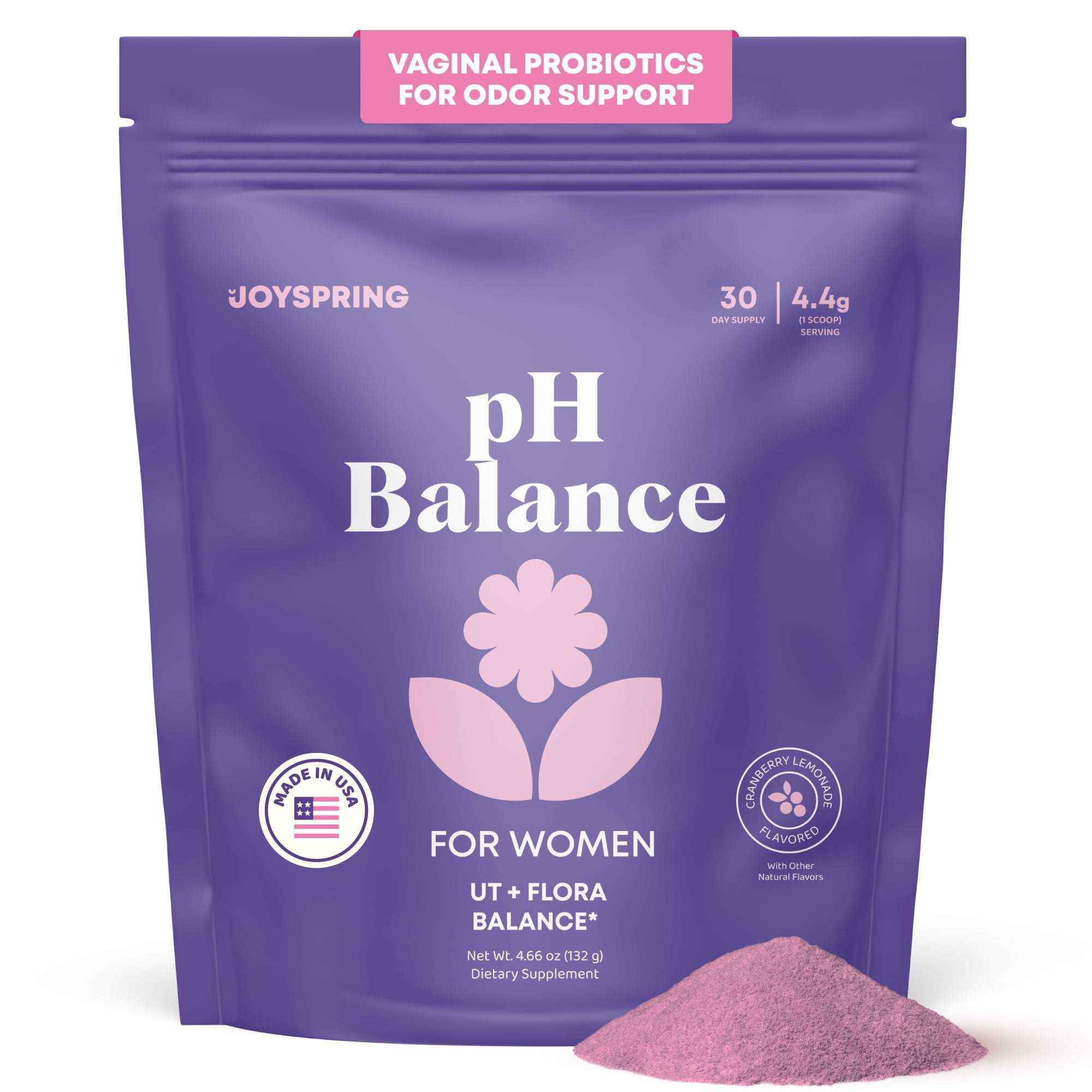 JoySpring pH Balance Vaginal Probiotic Powder for Women | Lactobacillus Acidophilus + D-Mannose with Cranberry Supplement | Supports Vaginal Flora, Freshness & Urinary Tract Health - Image 1