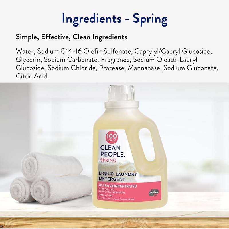 The Clean People Liquid Laundry Detergent - Recyclable Packaging, Stain Fighting - Ultra Concentrated, Laundry Soap - Spring Scent, 50 fl oz - Image 2
