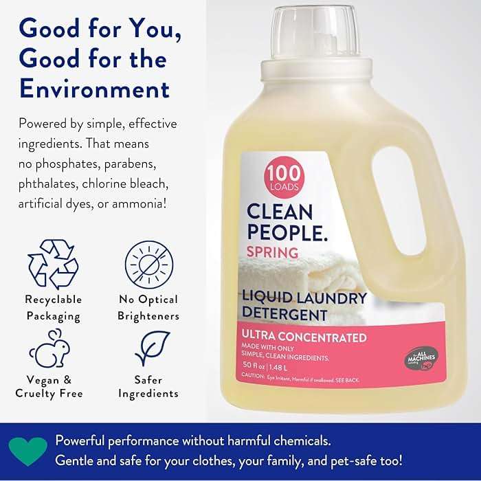 The Clean People Liquid Laundry Detergent - Recyclable Packaging, Stain Fighting - Ultra Concentrated, Laundry Soap - Spring Scent, 50 fl oz - Image 3