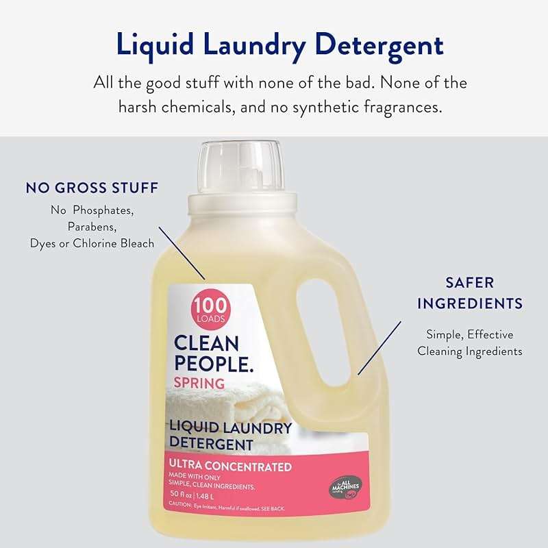 The Clean People Liquid Laundry Detergent - Recyclable Packaging, Stain Fighting - Ultra Concentrated, Laundry Soap - Spring Scent, 50 fl oz - Image 4