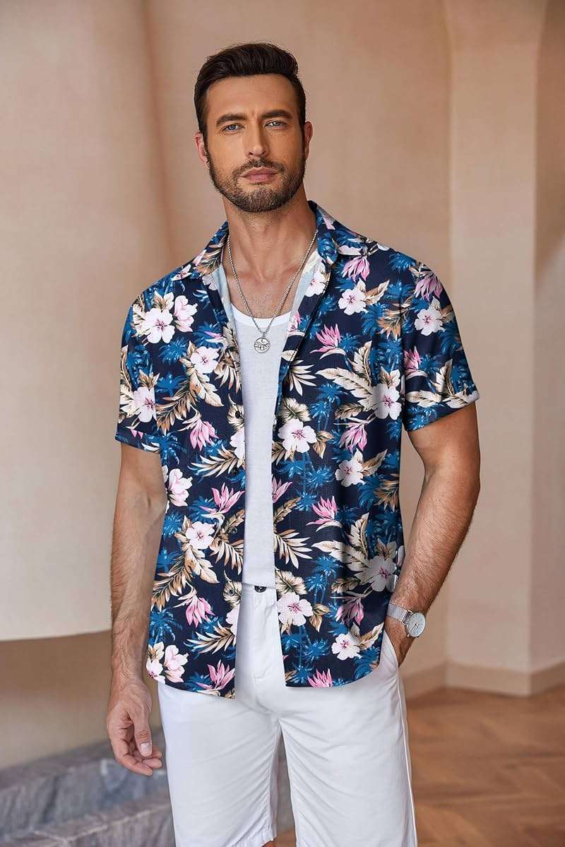 COOFANDY Men's Linen Shirts Short Sleeve Casual Shirts Button Down Shirt for Men Beach Summer Wedding Shirt - Image 2