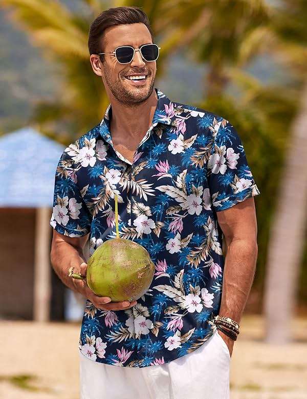 COOFANDY Men's Linen Shirts Short Sleeve Casual Shirts Button Down Shirt for Men Beach Summer Wedding Shirt - Image 3