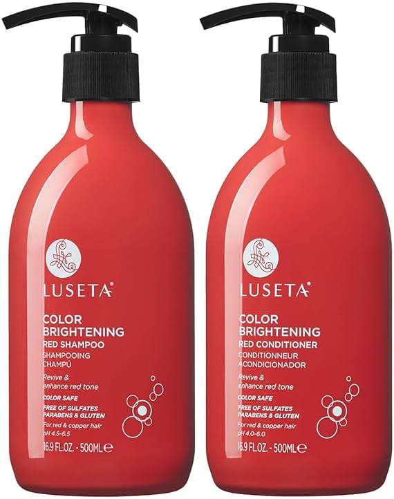 Luseta Color Enhancing Shampoo and Conditioner Set for Red & Copper Hair. Revives & Intensifies Fiery Hues, Adds Radiant Shine, Smooths Frizz, Improves Elasticity with Pomegranate, 2 x 16.9oz - Image 1