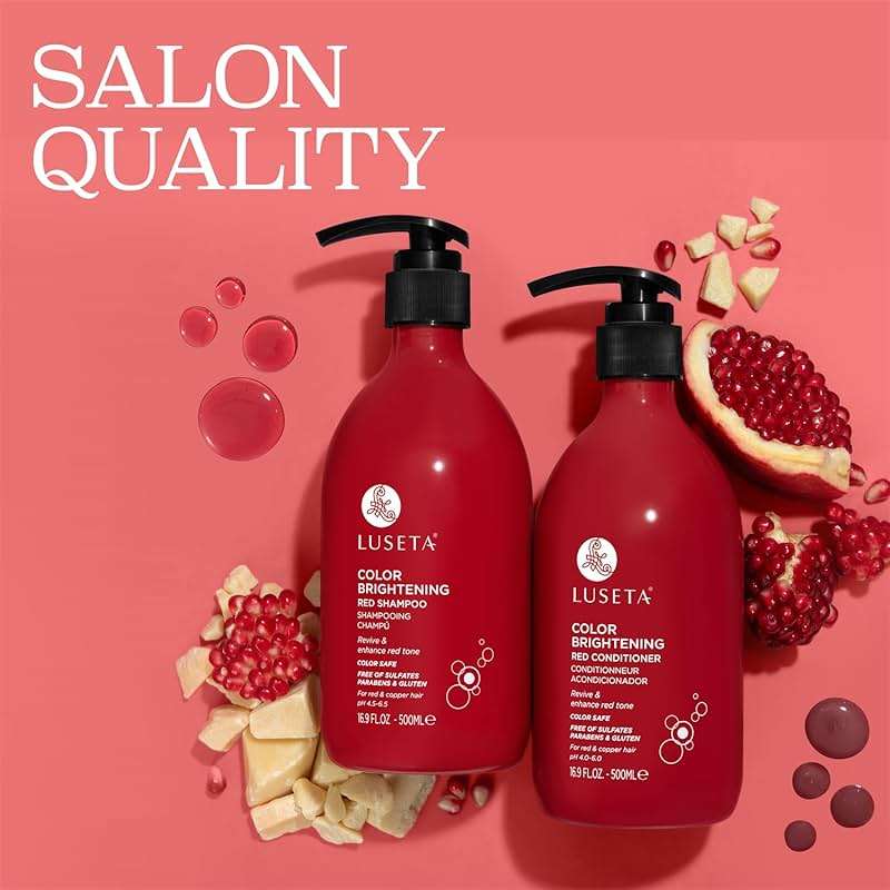 Luseta Color Enhancing Shampoo and Conditioner Set for Red & Copper Hair. Revives & Intensifies Fiery Hues, Adds Radiant Shine, Smooths Frizz, Improves Elasticity with Pomegranate, 2 x 16.9oz - Image 7