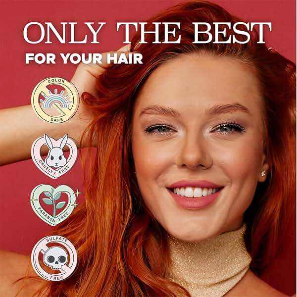 Luseta Color Brightening Red Shampoo and Conditioner Set, Color Depositing for Copper and Color-Treated Hair, Sulfate and Paraben-Free, 2 x 1.01oz - Image 5
