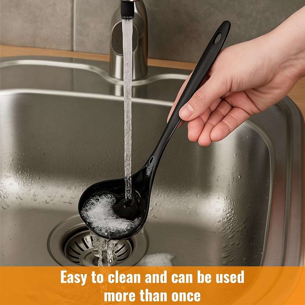 Acshio 40 Pack Plastic Ladle Spoons, 1.5 Oz Solid Durable Disposable Serving Spoons with Long Handle, Heat Resistant Large Soup Ladle Bulk for Party Catering Buffet Restaurant, 9 x 2.8 Inch - Image 5