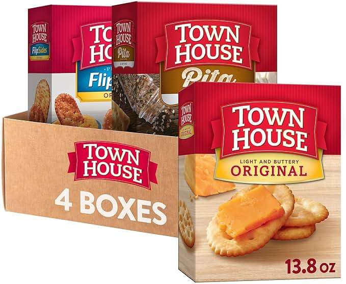 Town House Crackers, 3-Flavor Variety Pack, 4 Boxes - Image 1