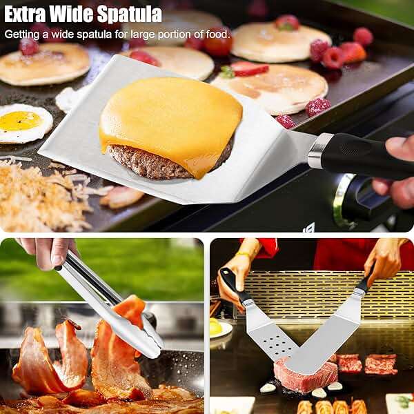 Grilliance 27pcs Griddle Accessories Kit for Blackstone, Professional Hibachi Flat Top Grill Tools, Enlarged Spatula Gift Set with Basting Cover，Burger Press Patty Maker for Outdoor BBQ Teppanyaki - Image 6