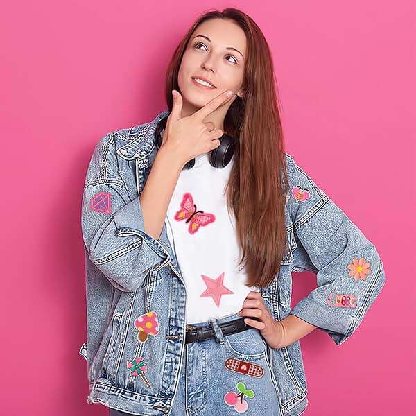 36pcs Pink Embroidered Patches Random Assorted Styles Pink Theme Iron on Patches for Girls Western Cowgirl DIY Sew Applique Repair Patch Cute Preppy Sew on Patches for Backpacks Pants Clothes Jeans - Image 2