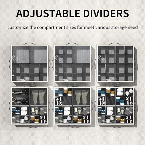 Aokeyee Shoe Organizer for Closet,2 Pack Foldable Shoe Storage Organizer Box Bin with Adjustable Dividers and Clear Cover, Fits up to 16-32 Pairs - Image 4