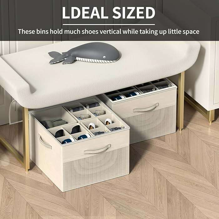 Aokeyee Shoe Organizer for Closet,2 Pack Foldable Shoe Storage Organizer Box Bin with Adjustable Dividers and Clear Cover, Fits up to 16-32 Pairs - Image 5