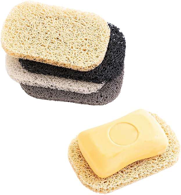 Snowkingdom 4 Pack Assorted Soap Saver Holder for Bar Soap Shower Bathroom Dish Self Draining Lift Pad Porous Construction air circulate 2.9" x 4.5" PVC BPA-Free Non-Slip Durable - Image 1