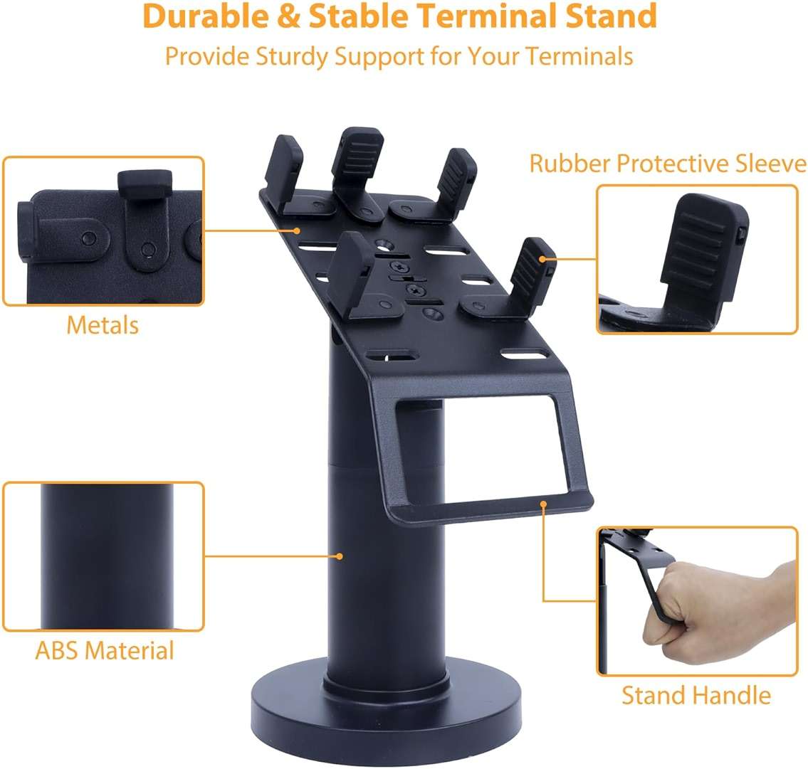 Universal Credit Card Terminal Stand for Square Terminal, 7" Tall Swivel and Tilt Credit Card Readers Square Stand with Handle for Most POS Machine, Screw-in and Adhesive Installation, Black - Image 4