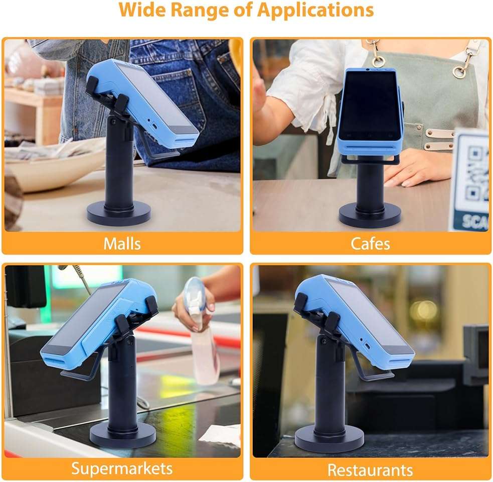 Universal Credit Card Terminal Stand for Square Terminal, 7" Tall Swivel and Tilt Credit Card Readers Square Stand with Handle for Most POS Machine, Screw-in and Adhesive Installation, Black - Image 5