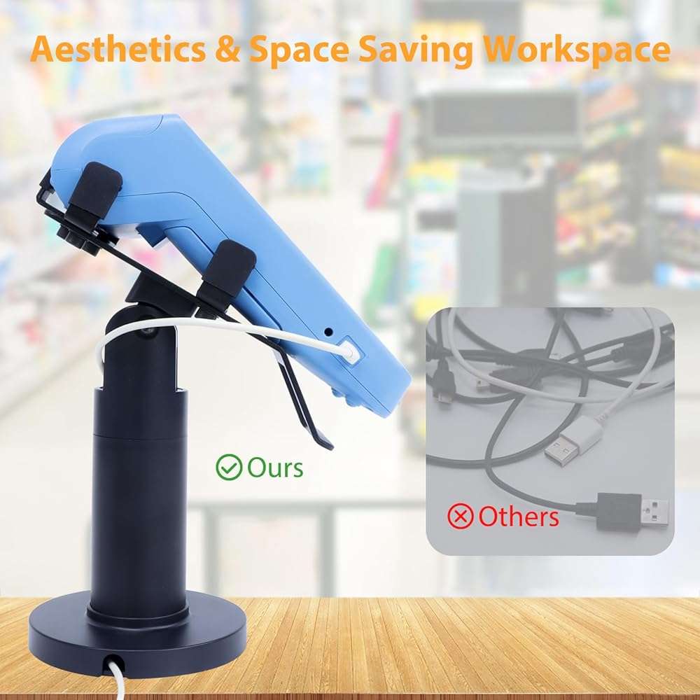Universal Credit Card Terminal Stand for Square Terminal, 7" Tall Swivel and Tilt Credit Card Readers Square Stand with Handle for Most POS Machine, Screw-in and Adhesive Installation, Black - Image 6