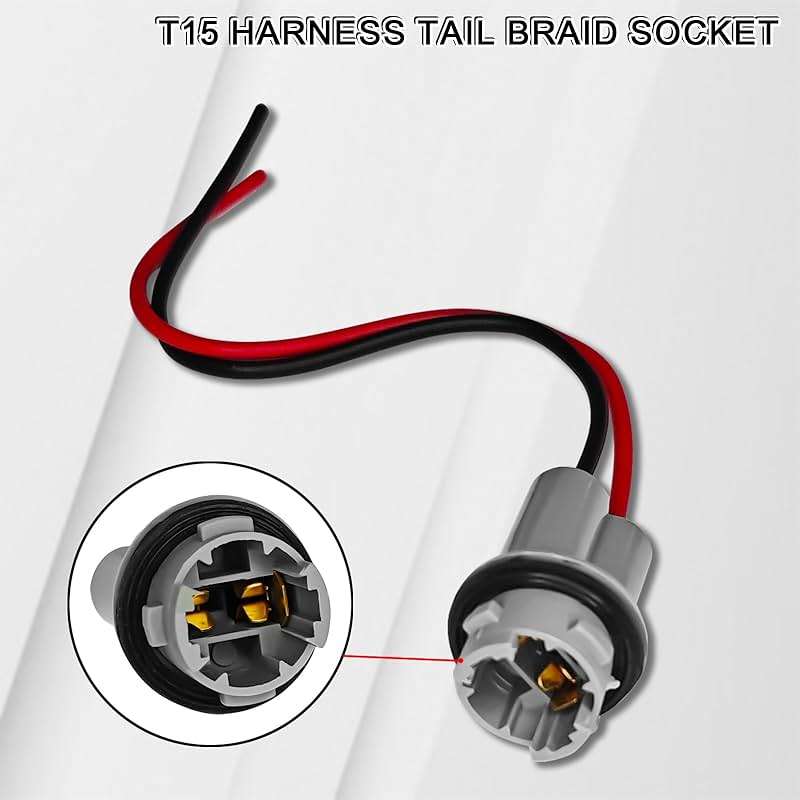 Hirificing 2PCS T15 Harness Pigtail Socket, 194 Bulb Socket Tail Light Wire Wiring Harness T10 T13 T15 Turn Signal Brake Side Marker Light Bulb Adapter Cable Harness Connector for GM Chevrolet (Grey) - Image 3