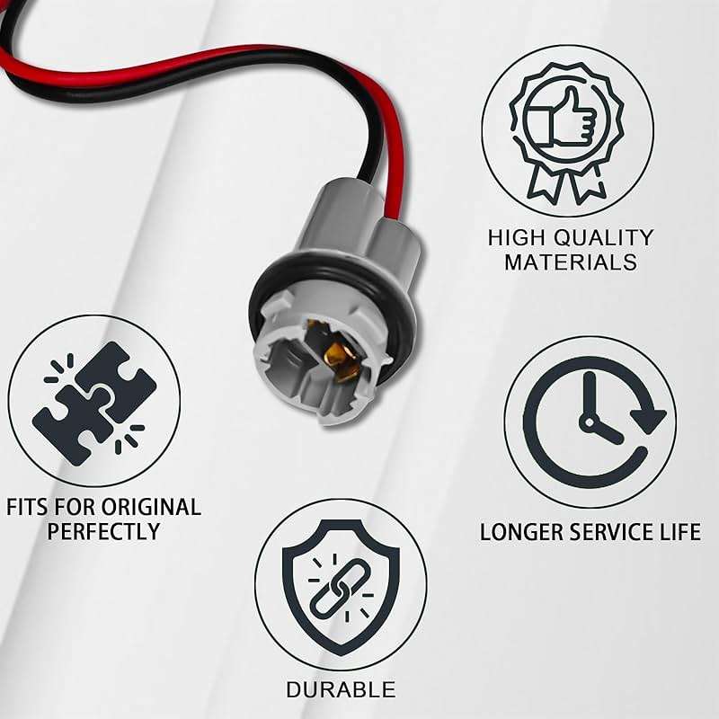 Hirificing 2PCS T15 Harness Pigtail Socket, 194 Bulb Socket Tail Light Wire Wiring Harness T10 T13 T15 Turn Signal Brake Side Marker Light Bulb Adapter Cable Harness Connector for GM Chevrolet (Grey) - Image 5