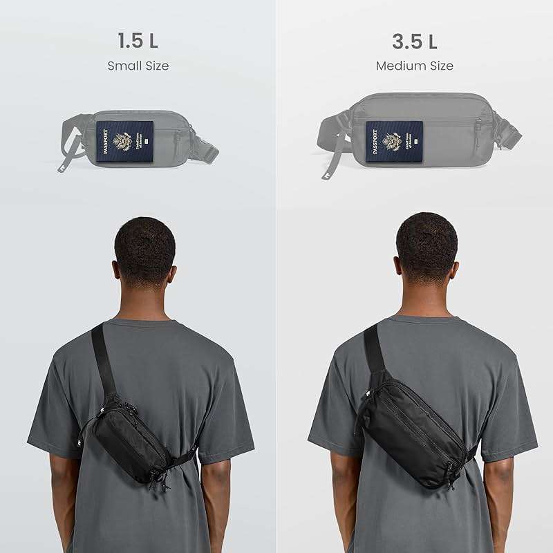 tomtoc 1.5L Sling Bag with RFID Blocking, Crossbody Bag Minimalist Chest Shoulder Pack for Men and Women, Water-resistant Lightweight Casual Waist Fanny Pack for Travel, Daily Use - Image 2