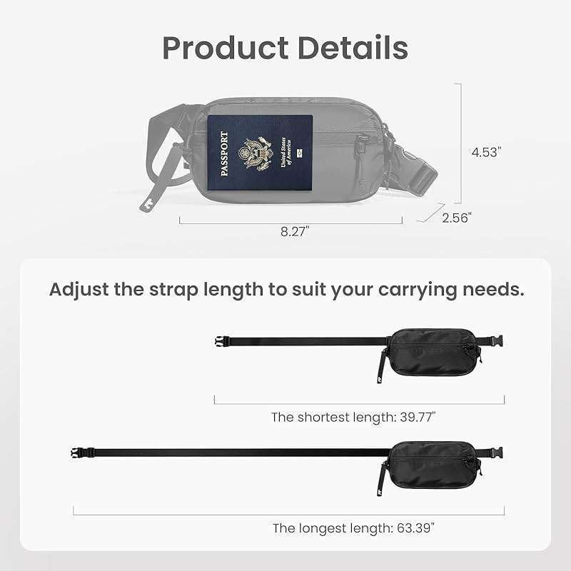 tomtoc 1.5L Sling Bag with RFID Blocking, Crossbody Bag Minimalist Chest Shoulder Pack for Men and Women, Water-resistant Lightweight Casual Waist Fanny Pack for Travel, Daily Use - Image 7